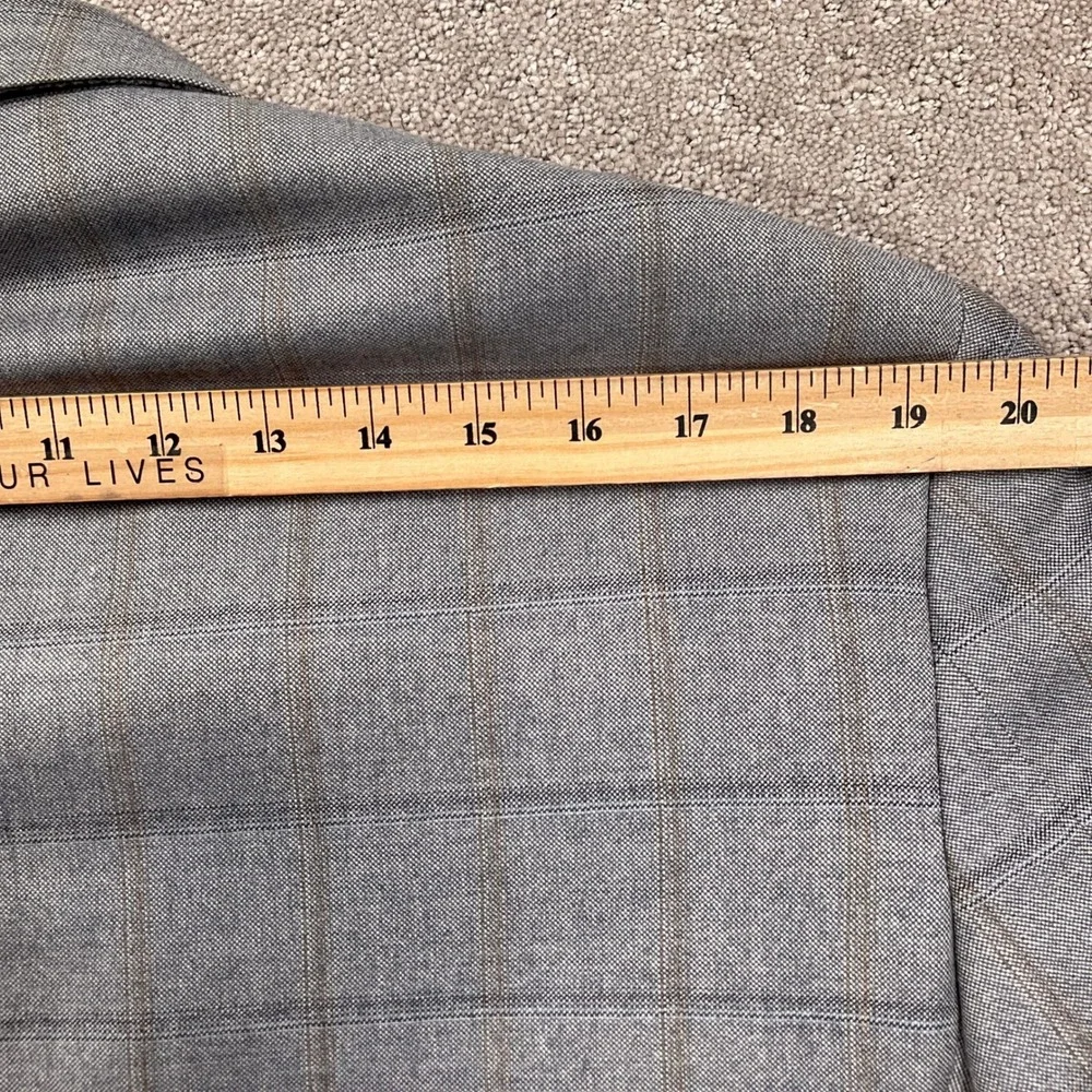 Brooks Brothers‎ 346 Blazer Mens 44L Gray Tan Windowpane Plaid Sport Coat Jacket